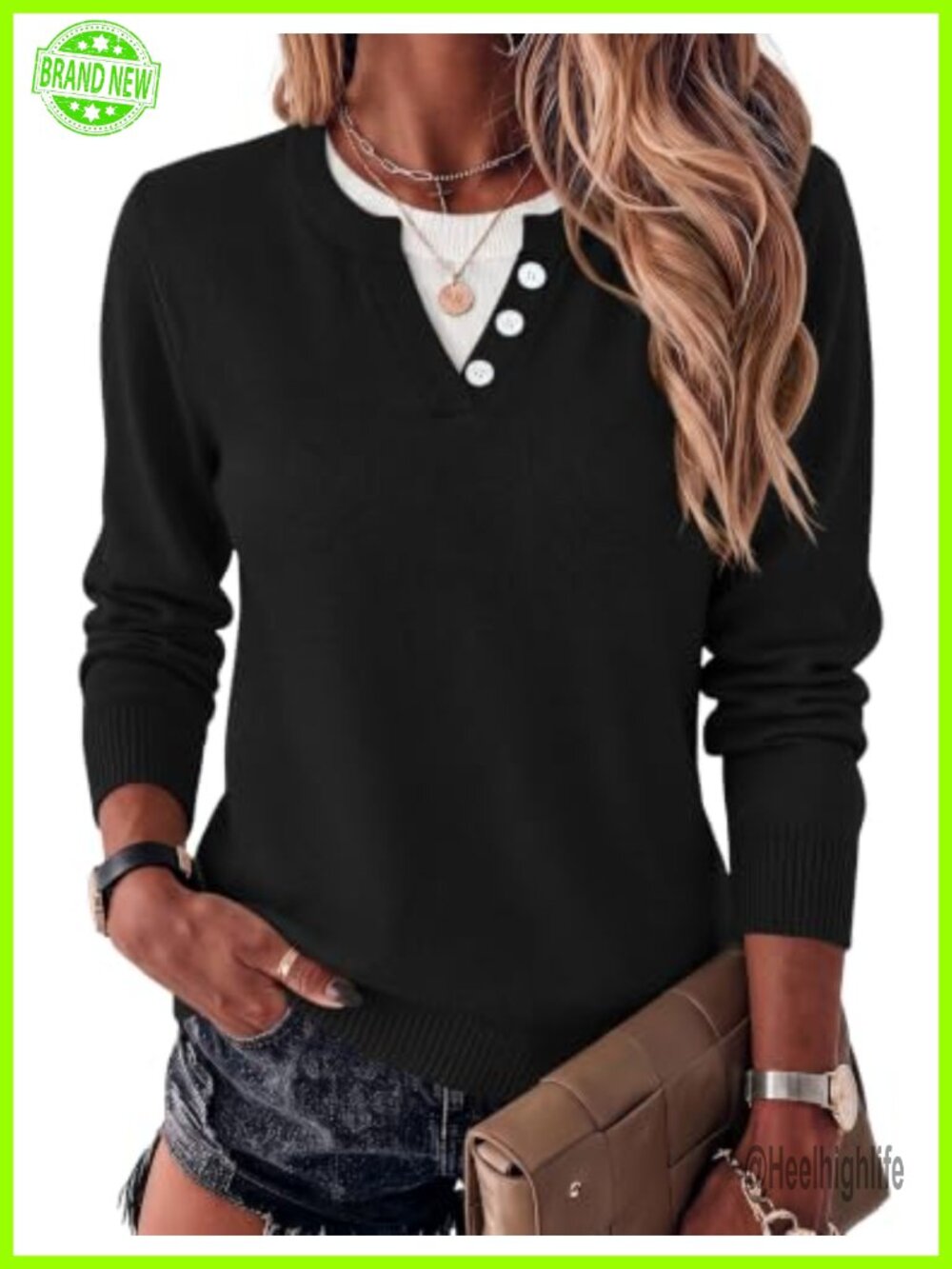 LOMON Women's Long Sleeve Lightweight Pullover Sweater